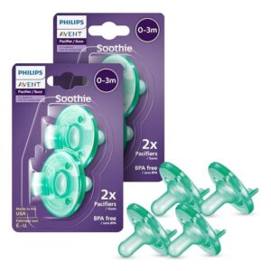 Philips Avent Soothie 0-3 Months Orthodontic Baby Pacifiers, 100% Silicone Pacifiers