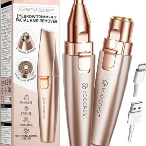 Eyebrow & Facial Trimmer: 2 in1 Rechargeable Facial Hair Removal