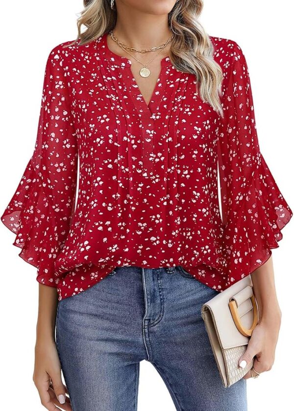 Timeson Women's 3/4 Sleeve Tops Dressy Casual Business Work Blouses