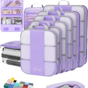 10 Set Compression Packing Cubes for Travel Essentials,Compressible Expandable Packing Cubes for Suitcase,OlarHike Luggage Organizer Bags for Travel,Handy Helper for Organizing Clothes(Light Purple)