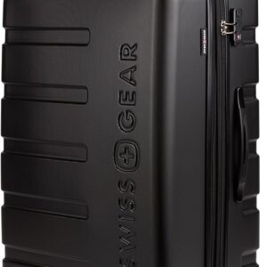 SwissGear 7366 Hardside Expandable Luggage with Spinner Wheels, Black, Checked-Large 27-Inch