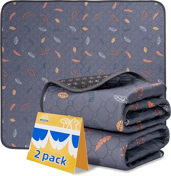 Washable Pee Pads for Dogs - 2-Pack Thick Heavy Absorbency Reusable Pee Pads Prevent Leakage Non-Slip, Waterproof